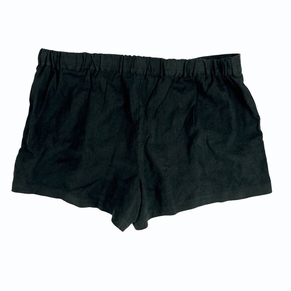 Madewell Clean Pull-On Shorts 100% Linen Black Plus Size 3X Lagenlook Beachy - Picture 6 of 12